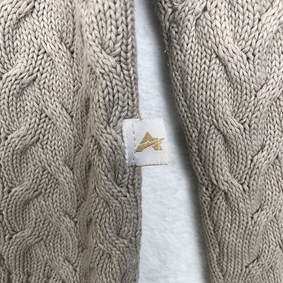 VTG AVIREX Y2K Sweater Men's Sz L Cream 100% Cotton Cable Knit Crew Neck L/S - Picture 5 of 11